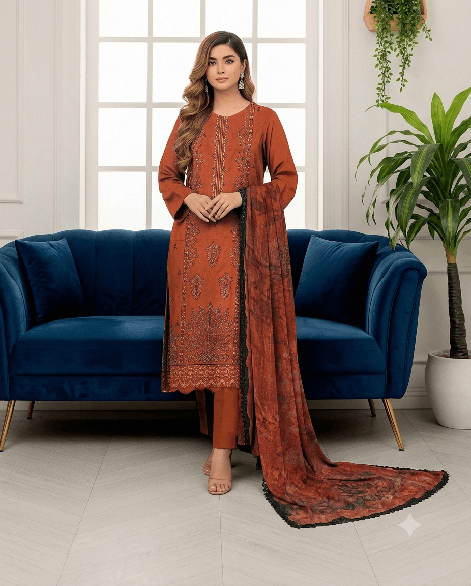 Embroidery 3pc suit-999 - RIVAJ