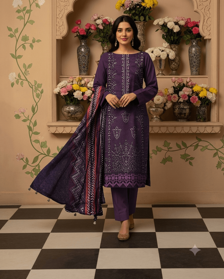 Embroidery 3pc suit-999 - RIVAJ