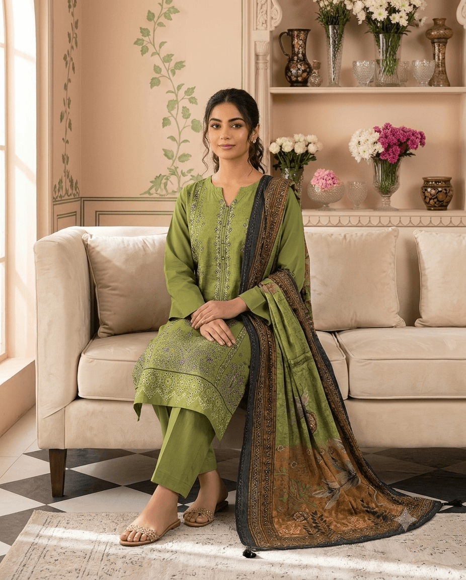 Embroidery 3pc suit-999 - RIVAJ