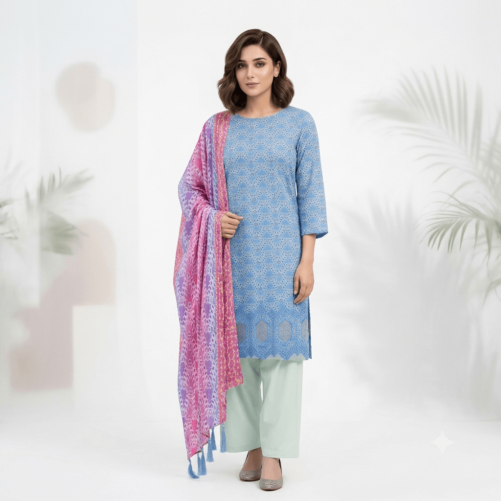 Lawn Daman Embroidery 3pc suit