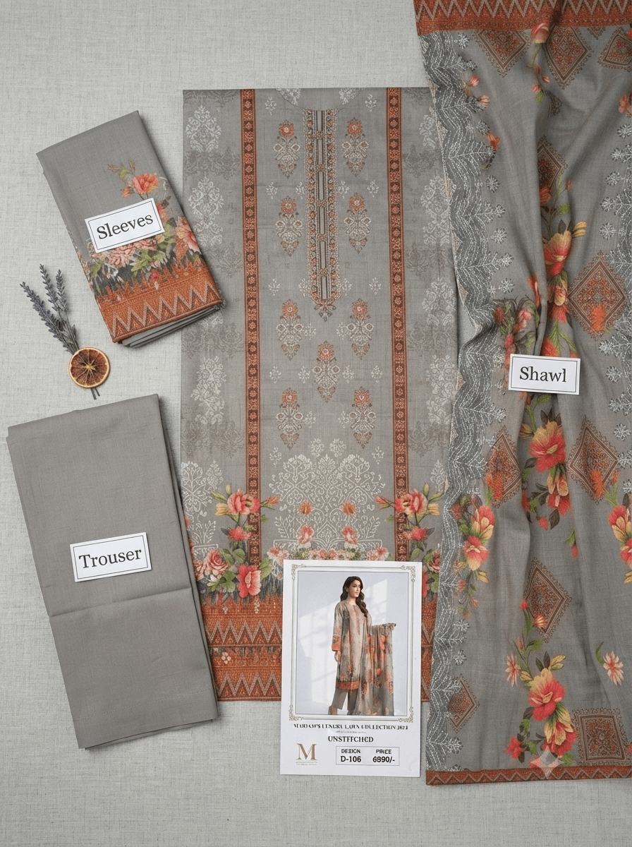 Fresh Grey Embroidered Lawn 3-Piece