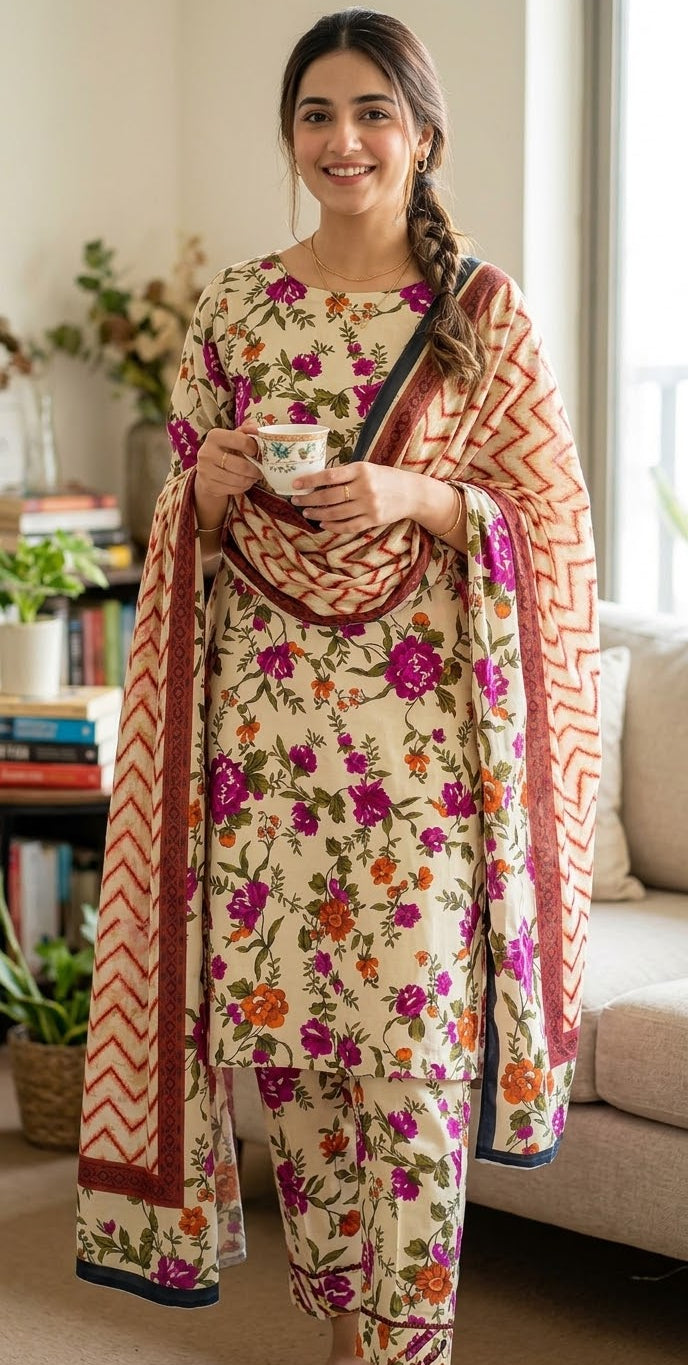 Classy Linen Printed 3-Piece