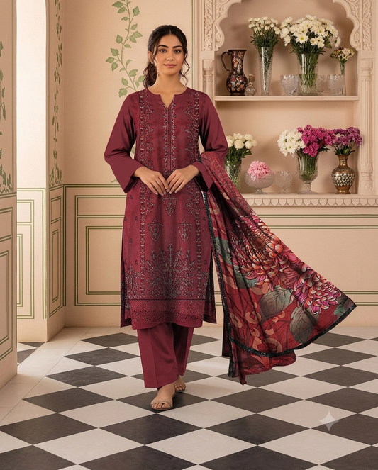 Embroidery 3pc suit