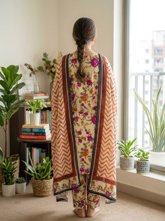 Classy Linen Printed 3-Piece