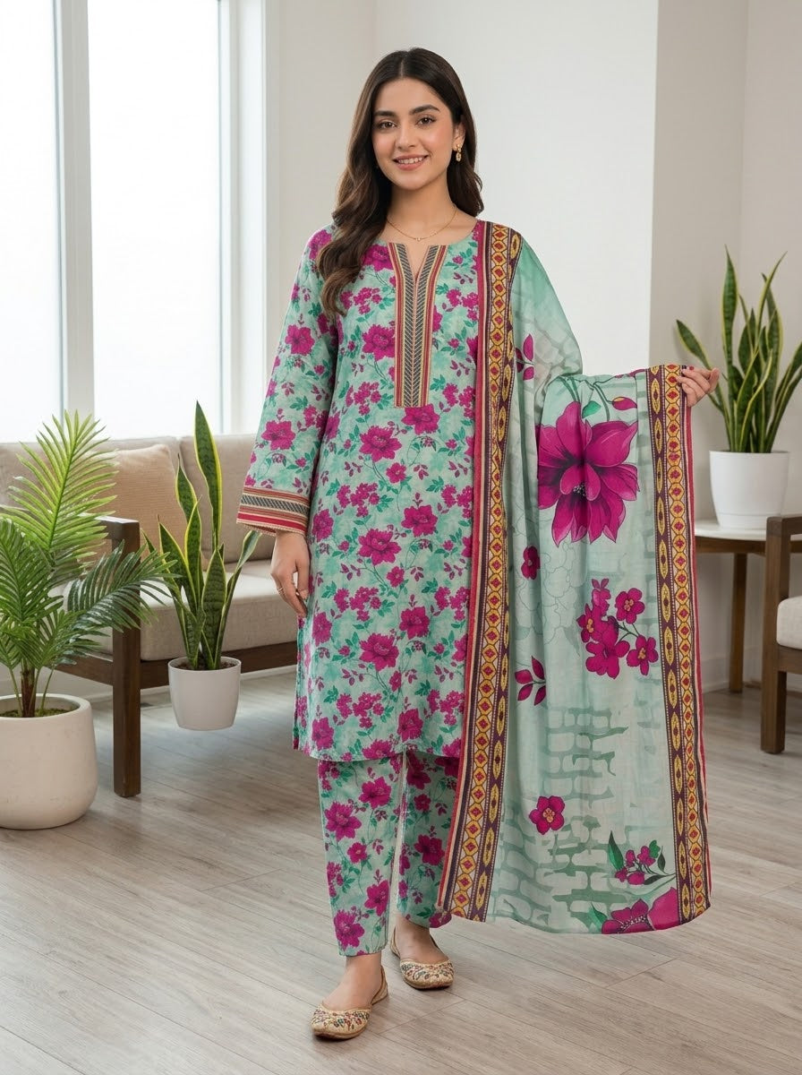 Classy Linen Printed 3-Piece