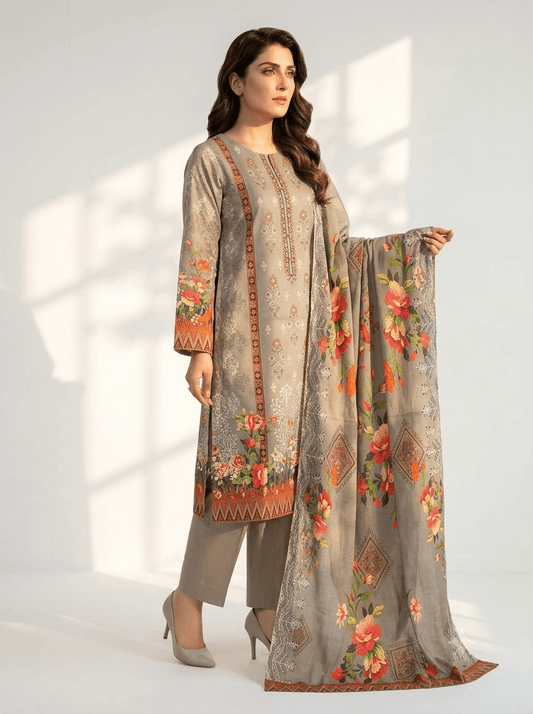 Fresh Grey Embroidered Lawn 3-Piece