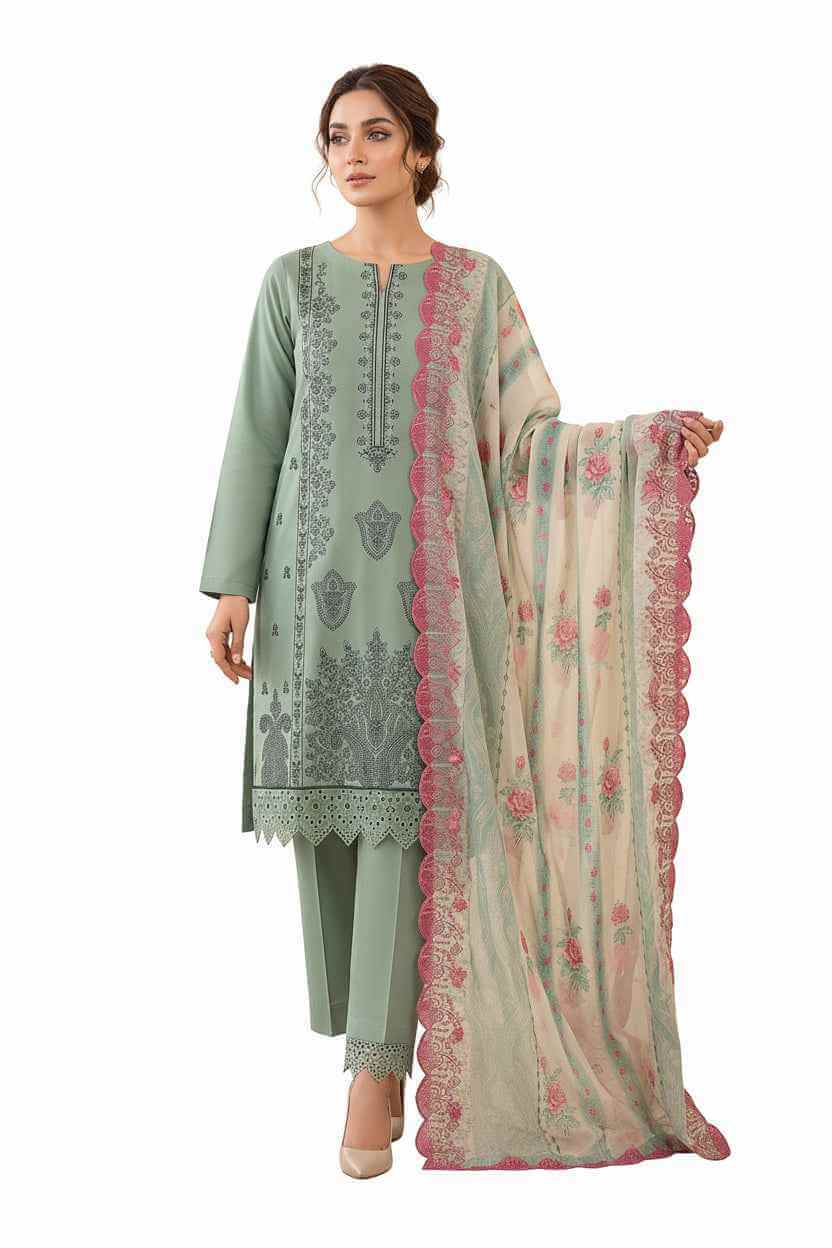 Frozen blue Embroidered Lawn 3-Piece