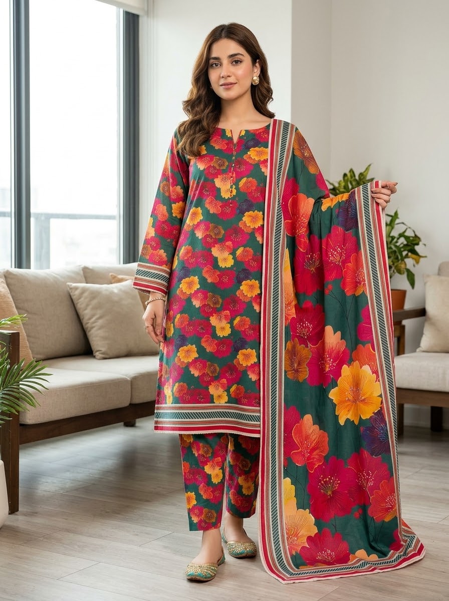Classy Linen Printed 3-Piece