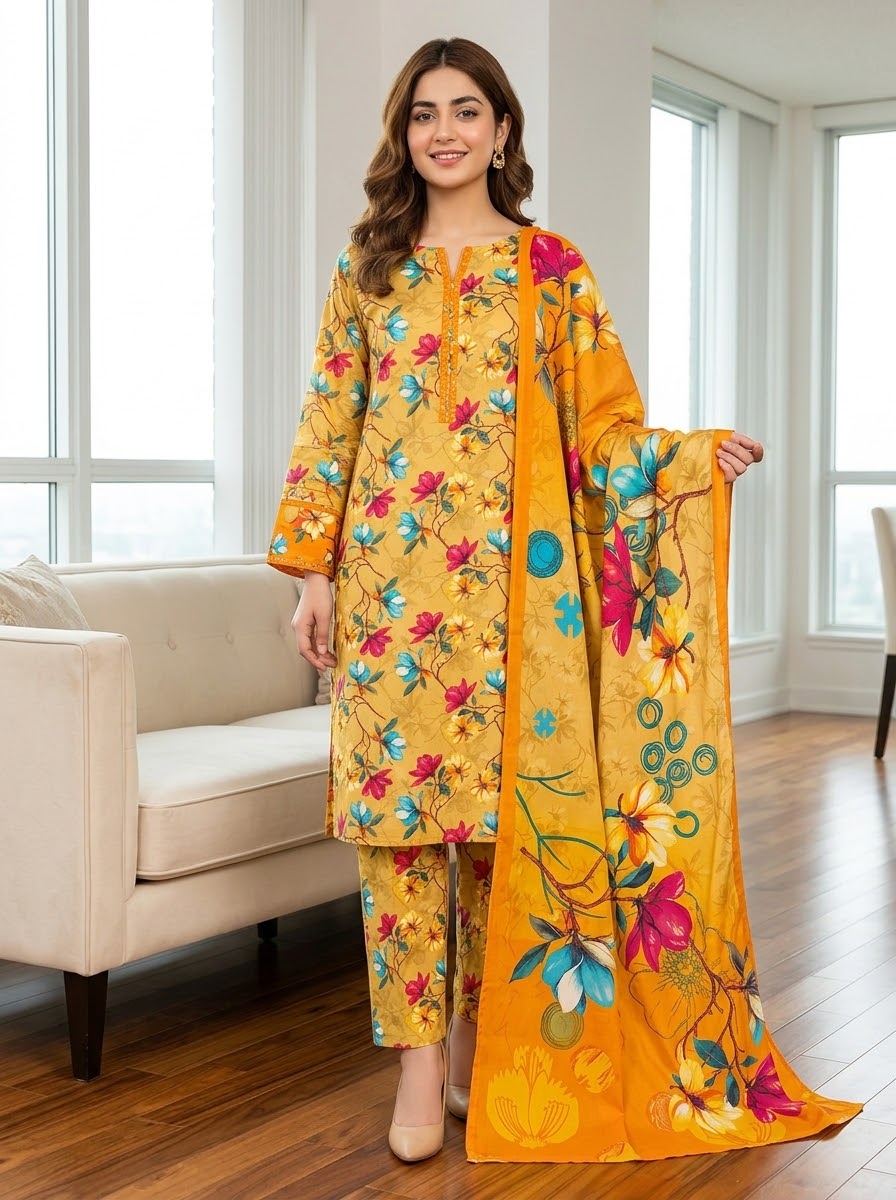 Classy Linen Printed 3-Piece
