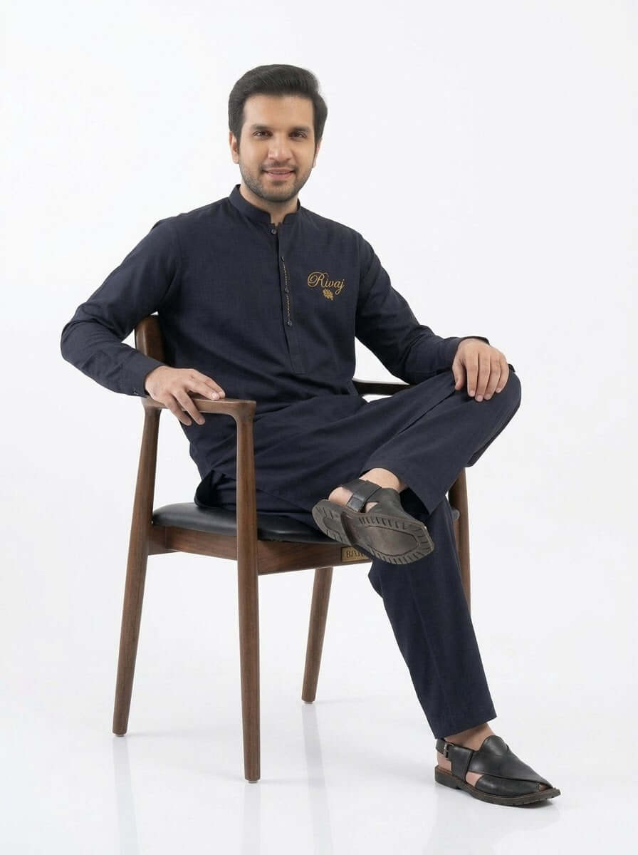 Dark Navy Blue Unstitched Suit