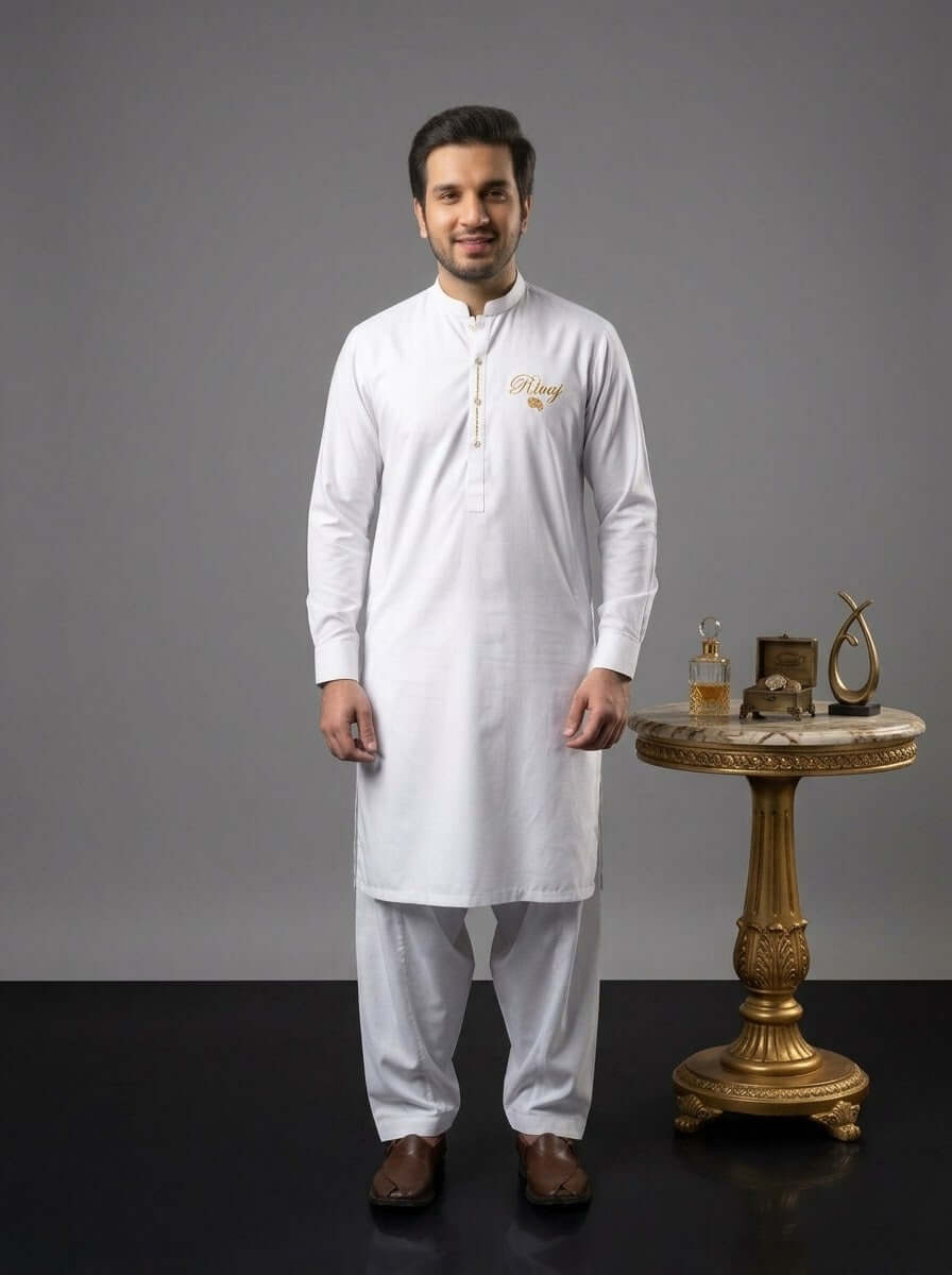 Rivaj Pure White Unstitched Suit